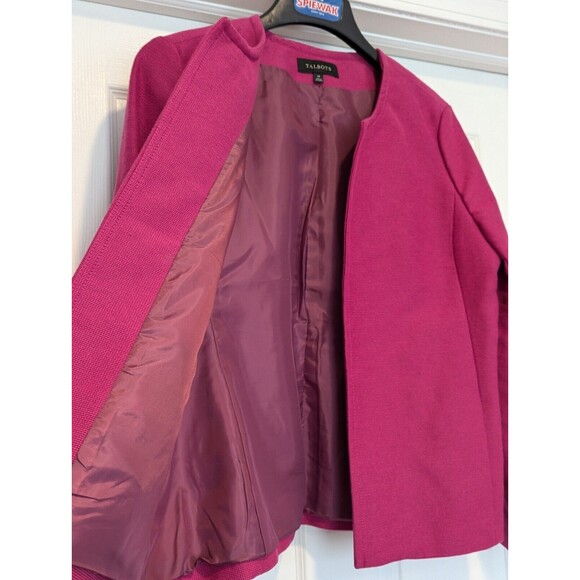 Talbots Size 14 Dark Pink Double Faced Open Front Women's Blazer (s7) - Picture 6 of 9
